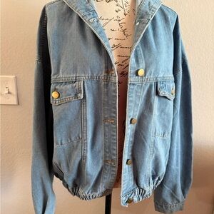 Blue Denim Jacket with Gold Buttons